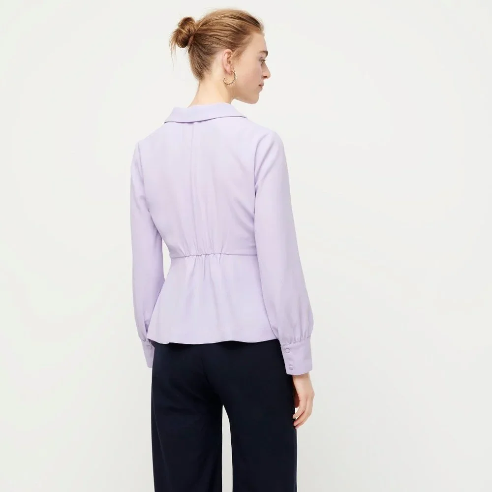 NWT Womens Size 6 or 10 J. Crew Violet Purple Drapey Faux Wrap Top in 365 Crepe - Picture 4 of 4